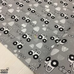 Gardinen Çalışkan Traktörler Desenli Poplin Kumaş