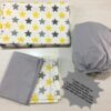 Sarı Gri Yıldız Desenli Tek Kişilik Hazır Pike Takımı