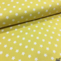 Sarı Zemin Minik Yıldız Desenli Poplin Kumaş