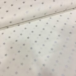 Gümüş Yıldız Desenli Poplin Kumaş