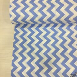 Mavi Zikzak Desenli Poplin Kumaş
