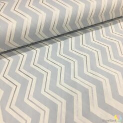 Gümüş Gri Zigzag Desenli Poplin Kumaş