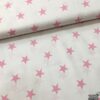 Beyaz Zemin Şeker Pembe Yıldız Desenli Poplin Kumaş