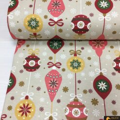 Yılbaşı Süsleri Desenli DUCK® Keten Kumaş
