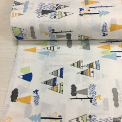 Minik Yerli Çadırları Orman Desenli Poplin Kumaş