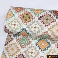 New Design Etnik Desenli Duck Keten Kumaş - Görsel 5
