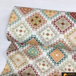 New Design Etnik Desenli Duck Keten Kumaş - Görsel 2