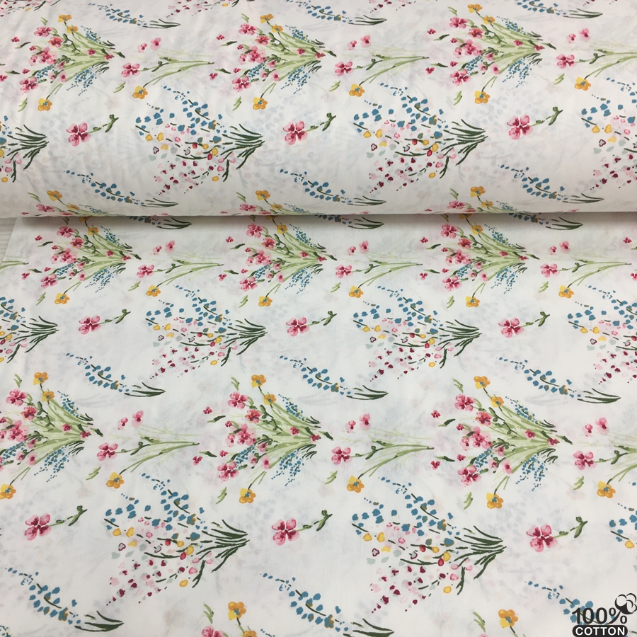 Elegant Florals Desenli Nevresimlik Poplin Kumaş - Görsel 3