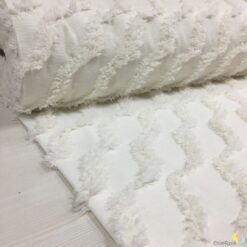 Ekru Renk Dalga Desen Püsküllü Pike Kumaşı - Görsel 3