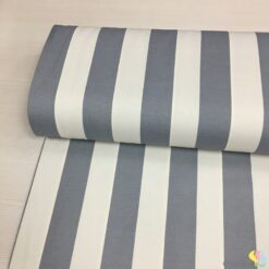 Gri Kalın Çizgi Panama Keten Kumaş