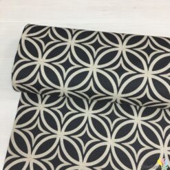 Siyah Orbit Desen Duck Keten Kumaş