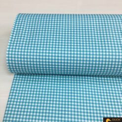 Turkuaz Pötikare DUCK Keten Kumaş (0,5 cm)