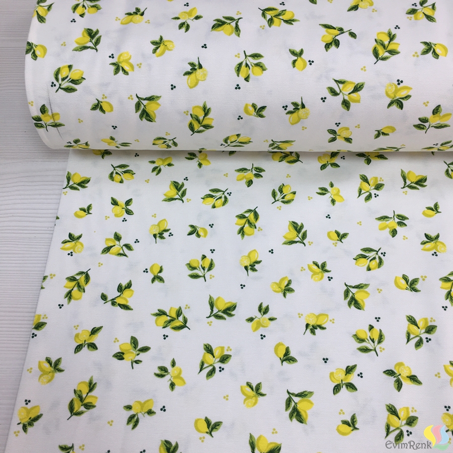 Dolce Limone Desenli Panama Keten Kumaş - Görsel 3