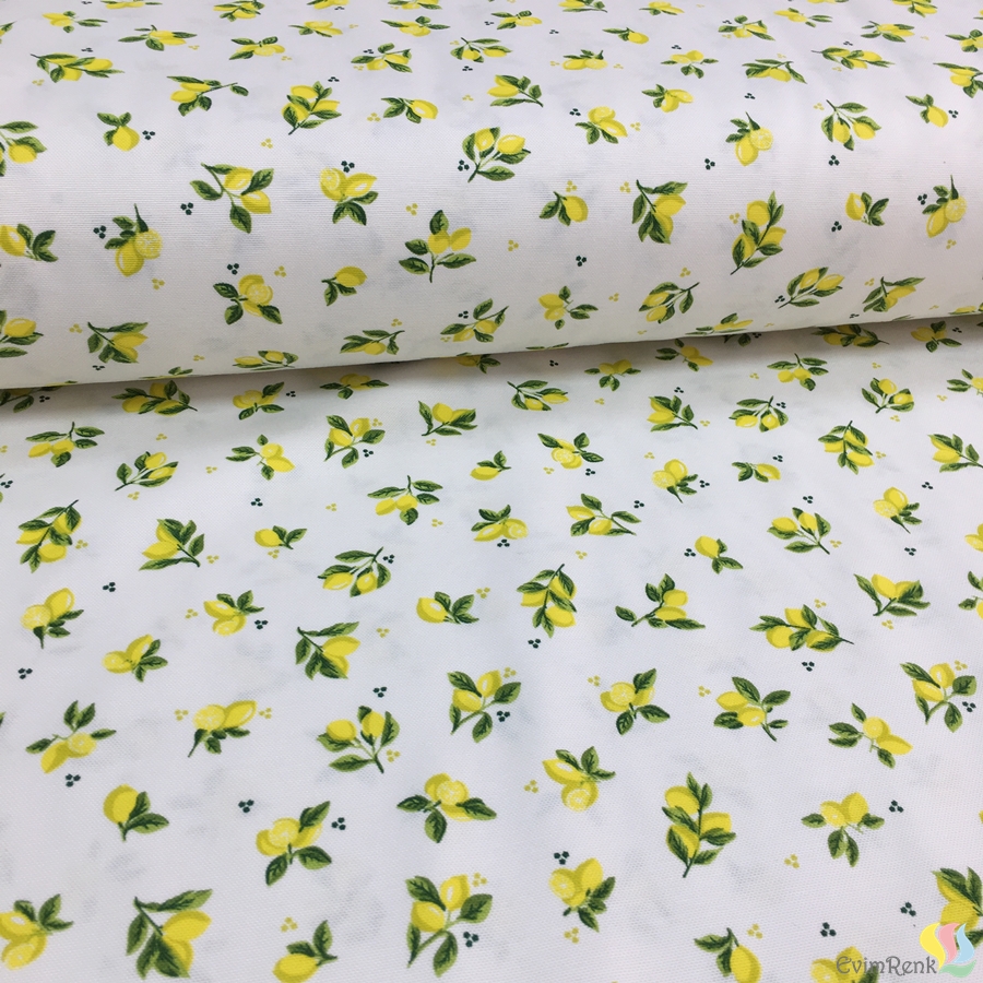 Dolce Limone Desenli Panama Keten Kumaş - Görsel 2