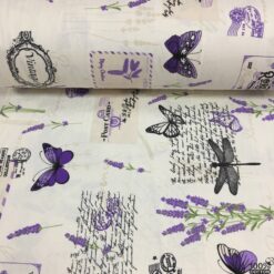 Vintage Lavanta Kelebek Desen Nevresimlik Flanel Pazen Kumaş - Görsel 2