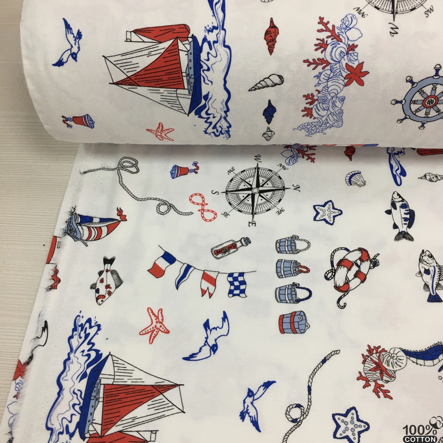 Denizci Desen Nevresimlik Flanel Pazen Kumaş - Görsel 2