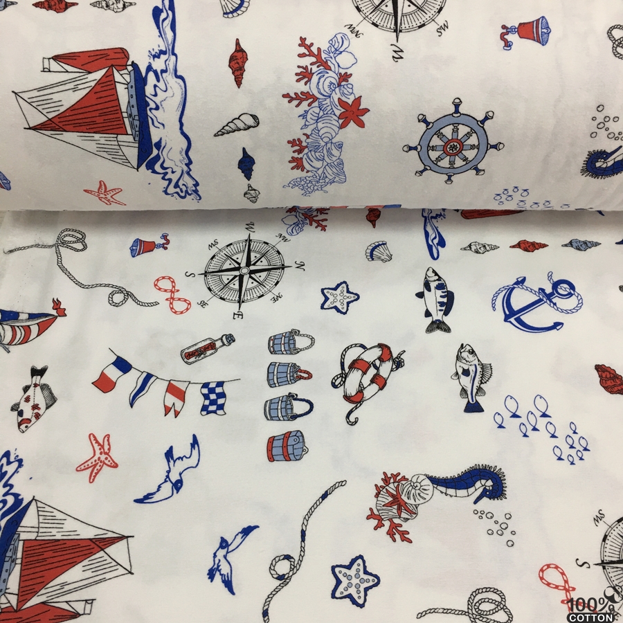 Denizci Desen Nevresimlik Flanel Pazen Kumaş - Görsel 3