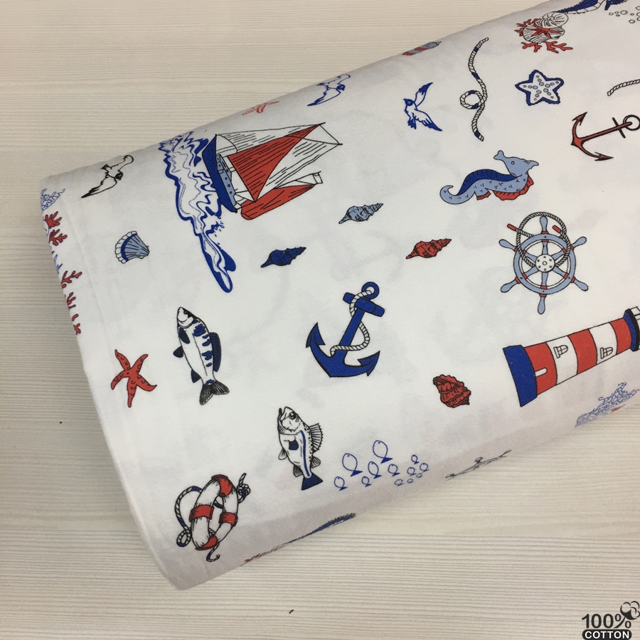 Denizci Desen Nevresimlik Flanel Pazen Kumaş - Görsel 4