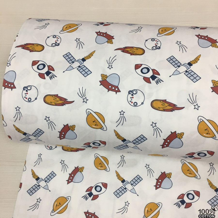 Uzay Desen Nevresimlik Flanel Pazen Kumaş