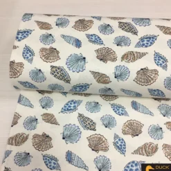 Deniz Kabukları Desen DUCK Keten Kumaş