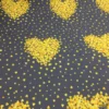Sarı Kalpler Desenli Poplin Kumaş