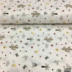 Mini Kaktüs Desenli Poplin Kumaş - Görsel 2