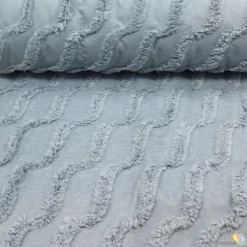 Maldiv Mavi Renk Dalga Püsküküllü Pike Yatak Örtüsü Kumaşı - Görsel 2