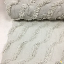 Açık Taş Renk Dalga Püsküküllü Pike Yatak Örtüsü Kumaşı - Görsel 3