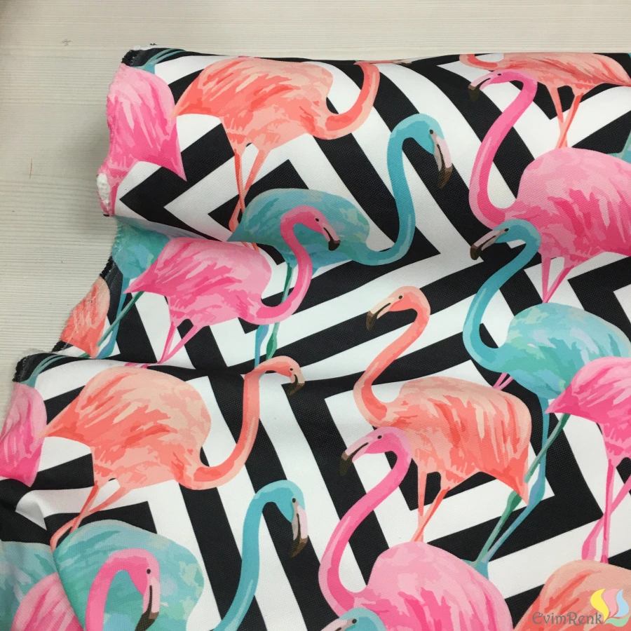 Flamingo Desenli Döşemelik Perdelik Dijital Baskı Kumaş - Görsel 4