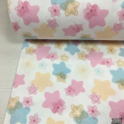 Pembe Mint Yıldız Nevresimlik Flanel Pazen Kumaş - Görsel 3