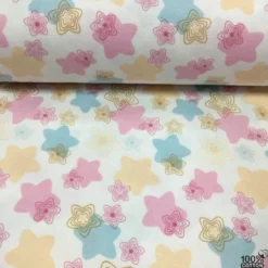 Pembe Mint Yıldız Nevresimlik Flanel Pazen Kumaş - Görsel 2