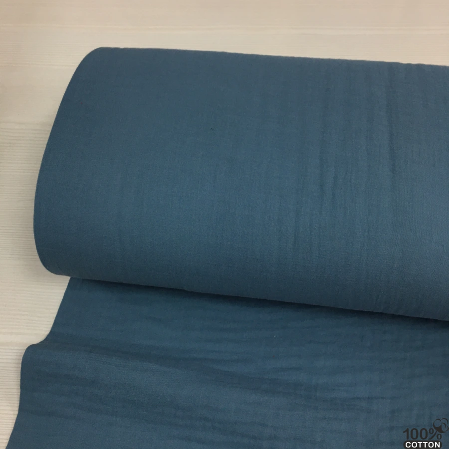 İndigo Renk Çift Kat Müslin Kumaş