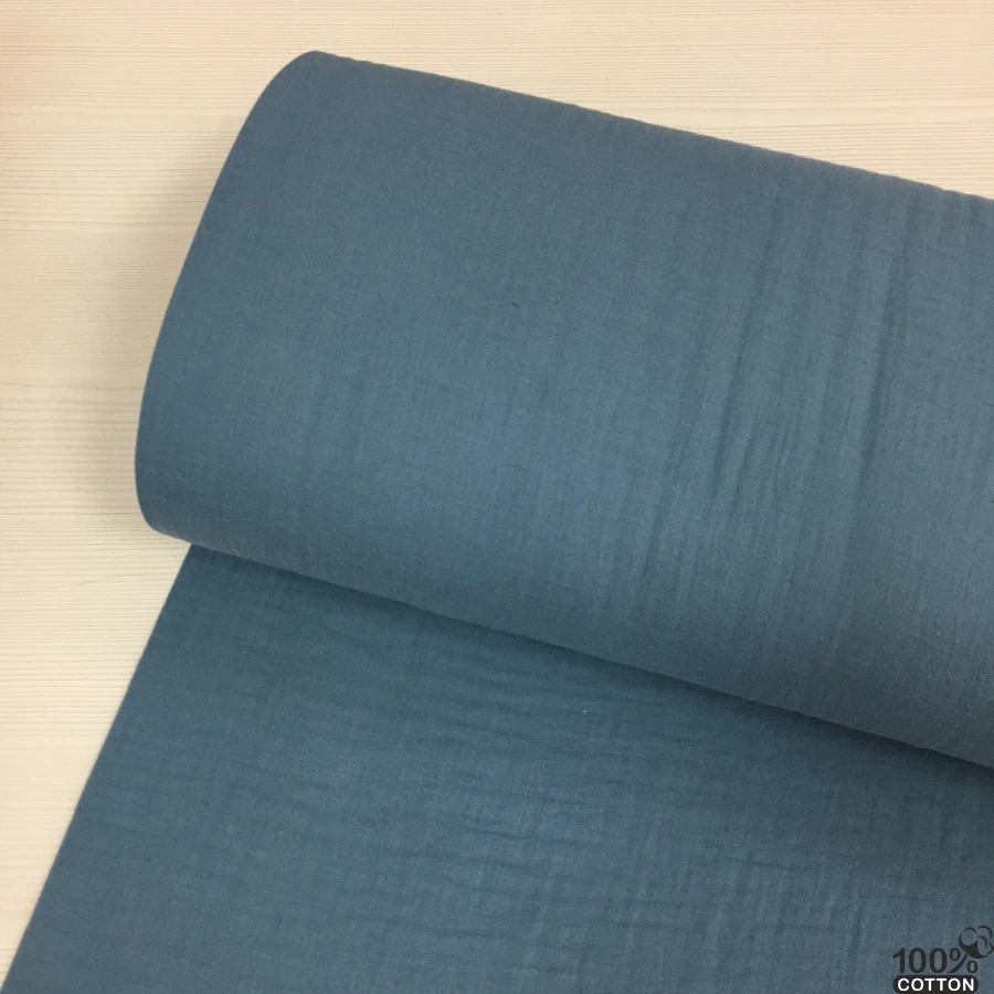 İndigo Renk Çift Kat Müslin Kumaş - Görsel 4