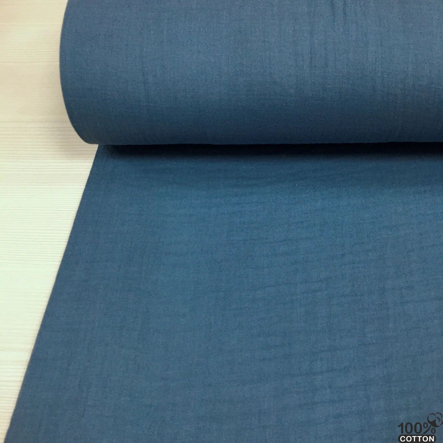 İndigo Renk Çift Kat Müslin Kumaş - Görsel 3