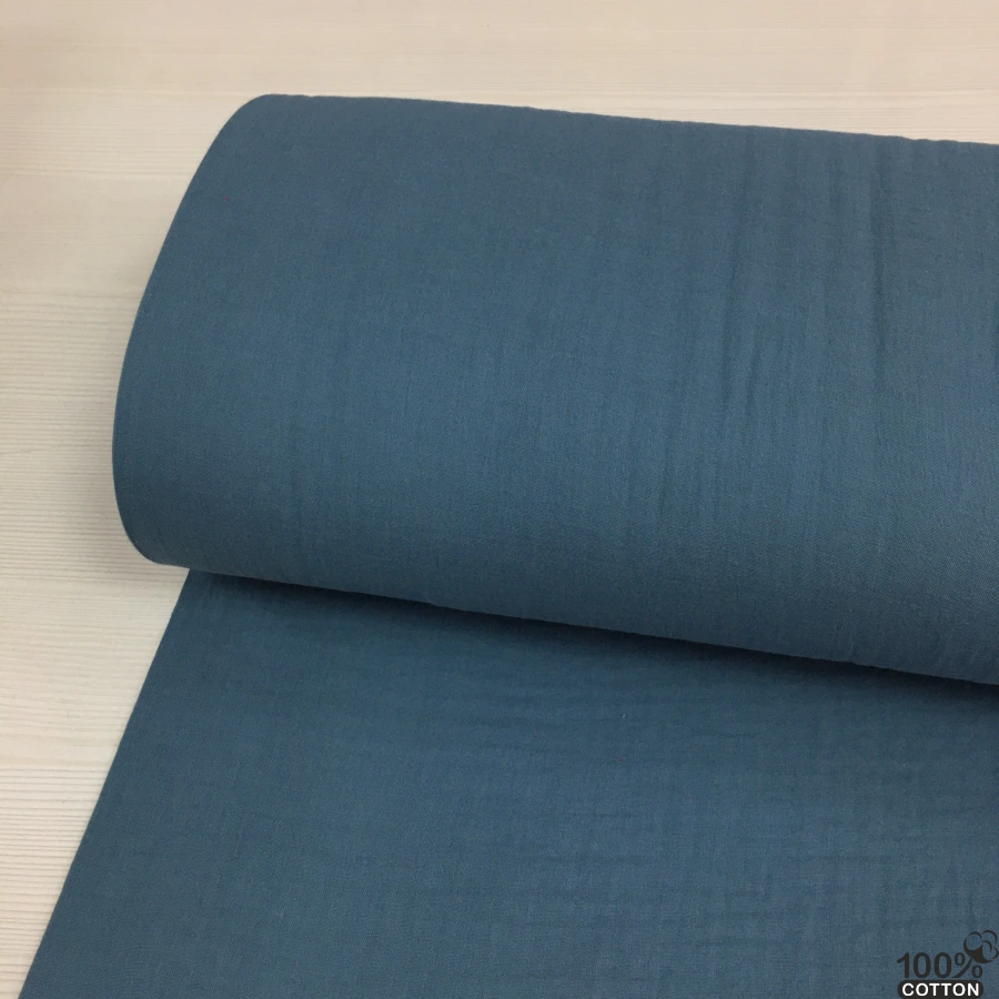 İndigo Renk Çift Kat Müslin Kumaş - Görsel 2