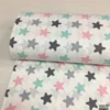 Pembe Mint Gri Yıldız %100 Pamuk Nevresimlik Poplin Kumaş