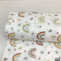 Gökkuşağı Desenli %100 Pamuk Nevresimlik Poplin Kumaş