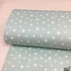Wella Mint Zemin Çıtır Yıldız %100 Pamuk Nevresimlik Poplin Kumaş