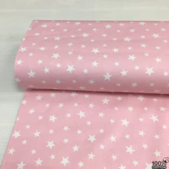 Wella Pembe Zemin Çıtır Yıldız %100 Pamuk Nevresimlik Poplin Kumaş