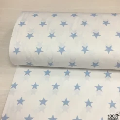 Wella Mavi Yıldız %100 Pamuk Nevresimlik Poplin Kumaş