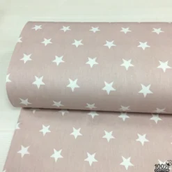 Wella Pudra Zemin Yıldız %100 Pamuk Nevresimlik Poplin Kumaş