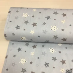 Mavi Zemin Yıldız %100 Pamuk Nevresimlik Poplin Kumaş