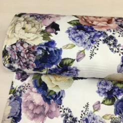 Sapphire Bouquet %100 Pamuk Yazlık Dijital Baskı Pike Kumaş