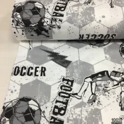 Futbol Desen %100 Pamuk Nevresimlik Poplin Kumaş - Görsel 3