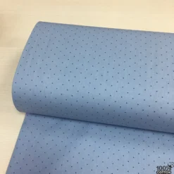 Doğal Pamuk Mavi Renk Zemin Puanlı Poplin Kumaş