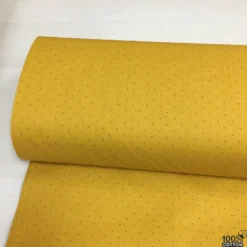 Doğal Pamuk Hardal Renk Zemin Puanlı Poplin Kumaş