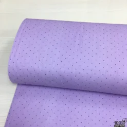 Doğal Pamuk Lila Renk Zemin Puanlı Poplin Kumaş
