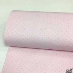 Doğal Pamuk Pembe Renk Zemin Puanlı Poplin Kumaş