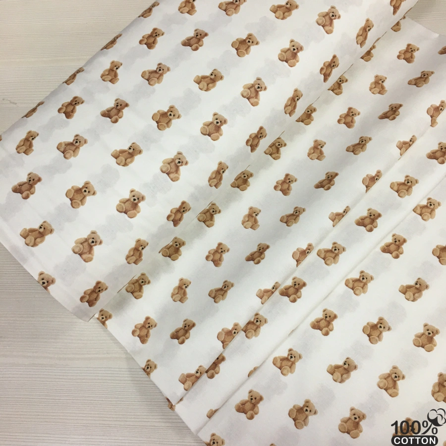 Baby Bear %100 Pamuk Dijital Baskı Poplin Kumaş - Görsel 5
