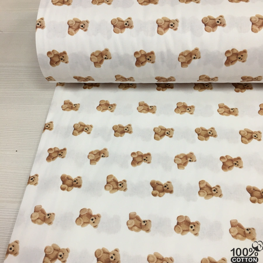 Baby Bear %100 Pamuk Dijital Baskı Poplin Kumaş - Görsel 3
